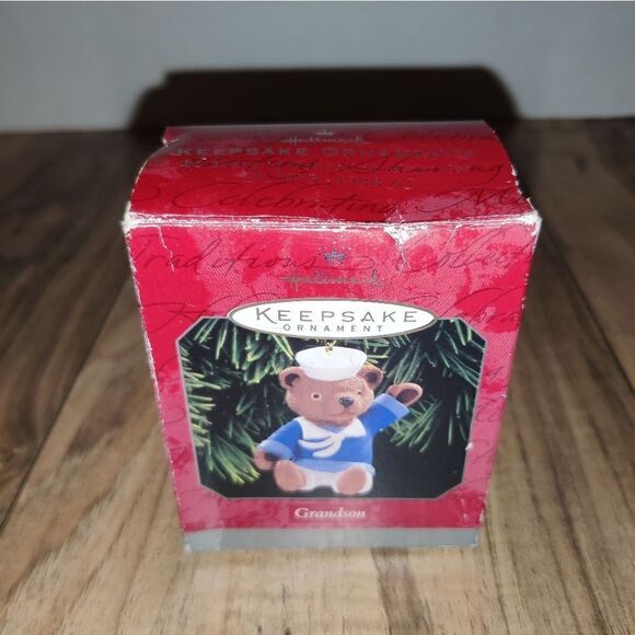 Hallmark Keepsake 1998 GRANDSON Christmas Ornament  Sailor Teddy Bear - Picture 1 of 6